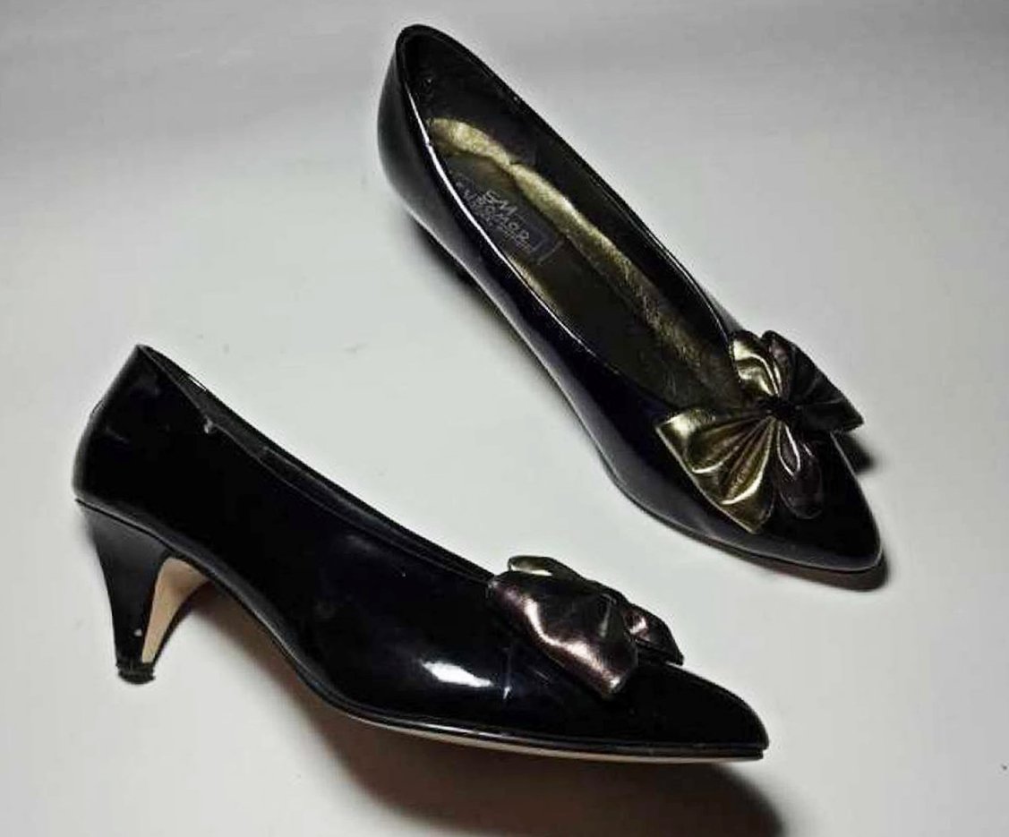 Lackschuhe mit Schleife Pumps Vintage 80er Gr. 39