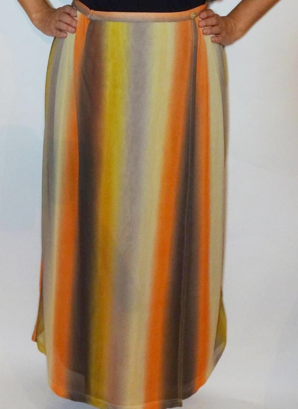 Langer bunter Vintage Rock 80er Chiffon Maxirock Gr. L