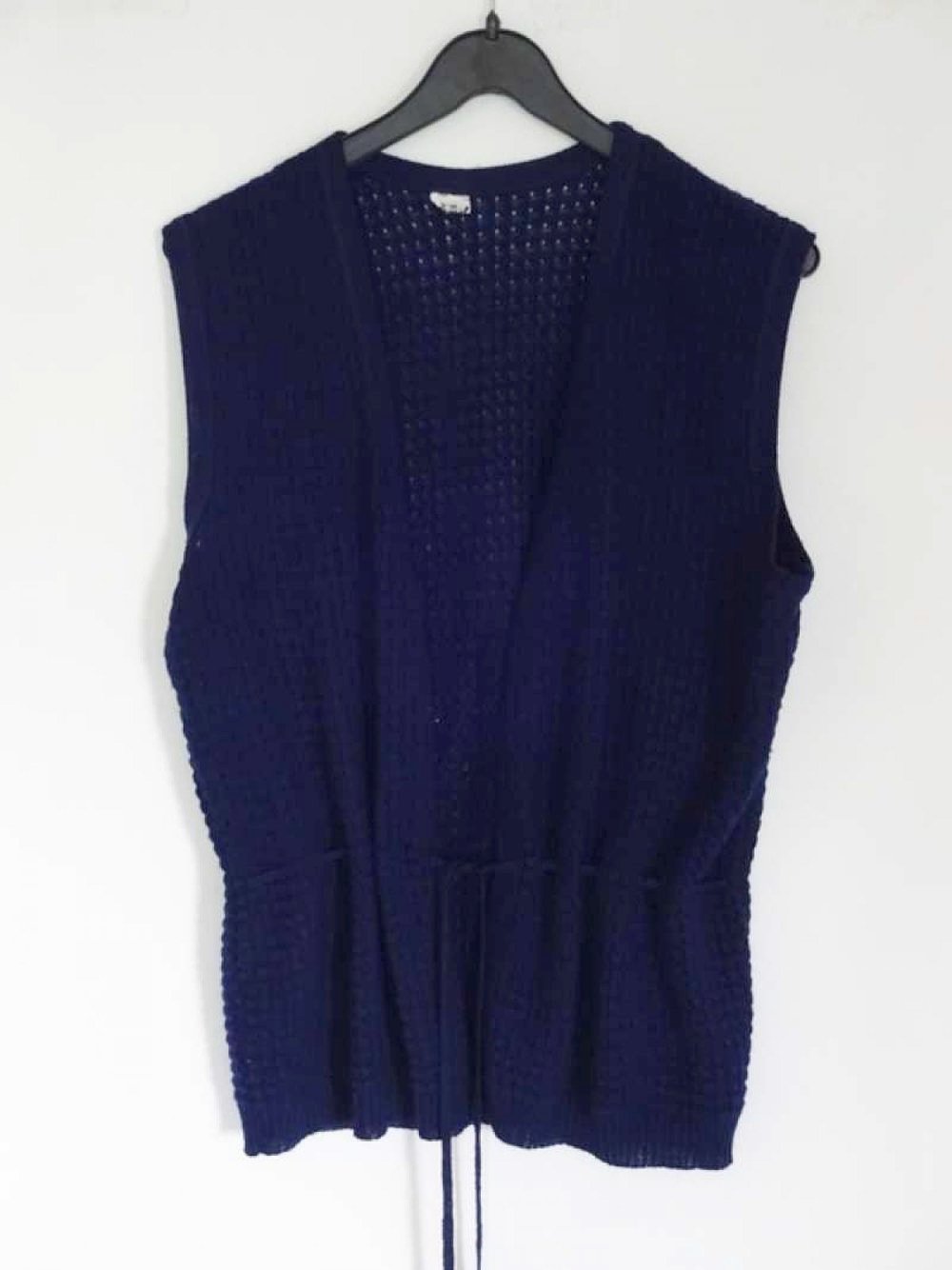 Gestrickte Weste Blau Herbst Winter Gr. L