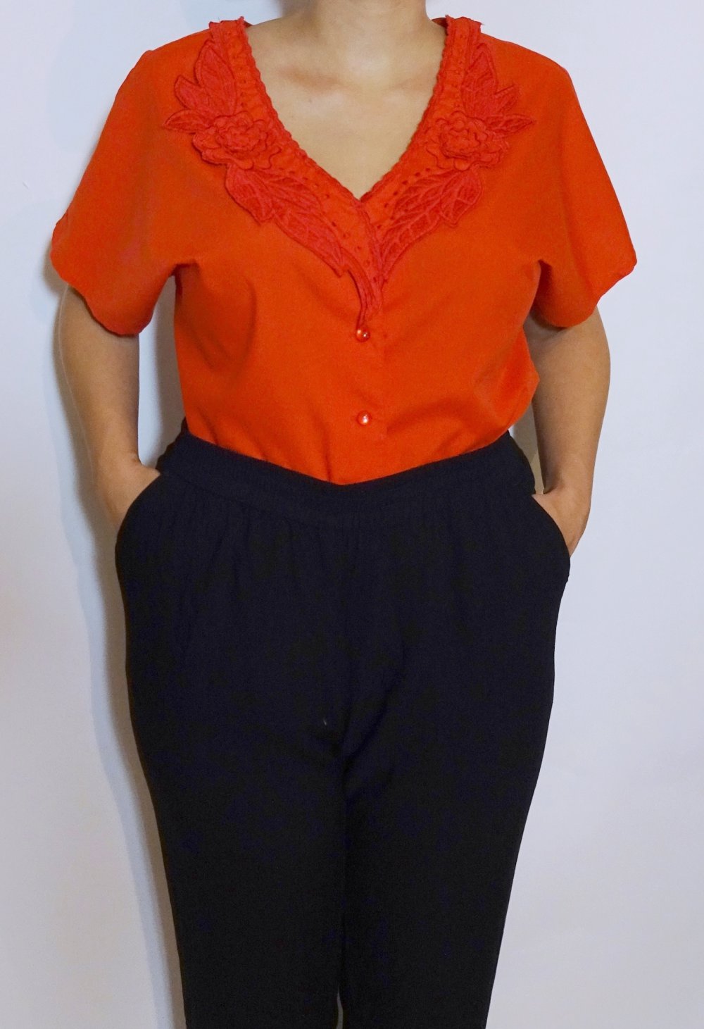 Rote Bluse True Vintage 80er Gr. M Gr. 40 Gr. 42 Gr. 40/42