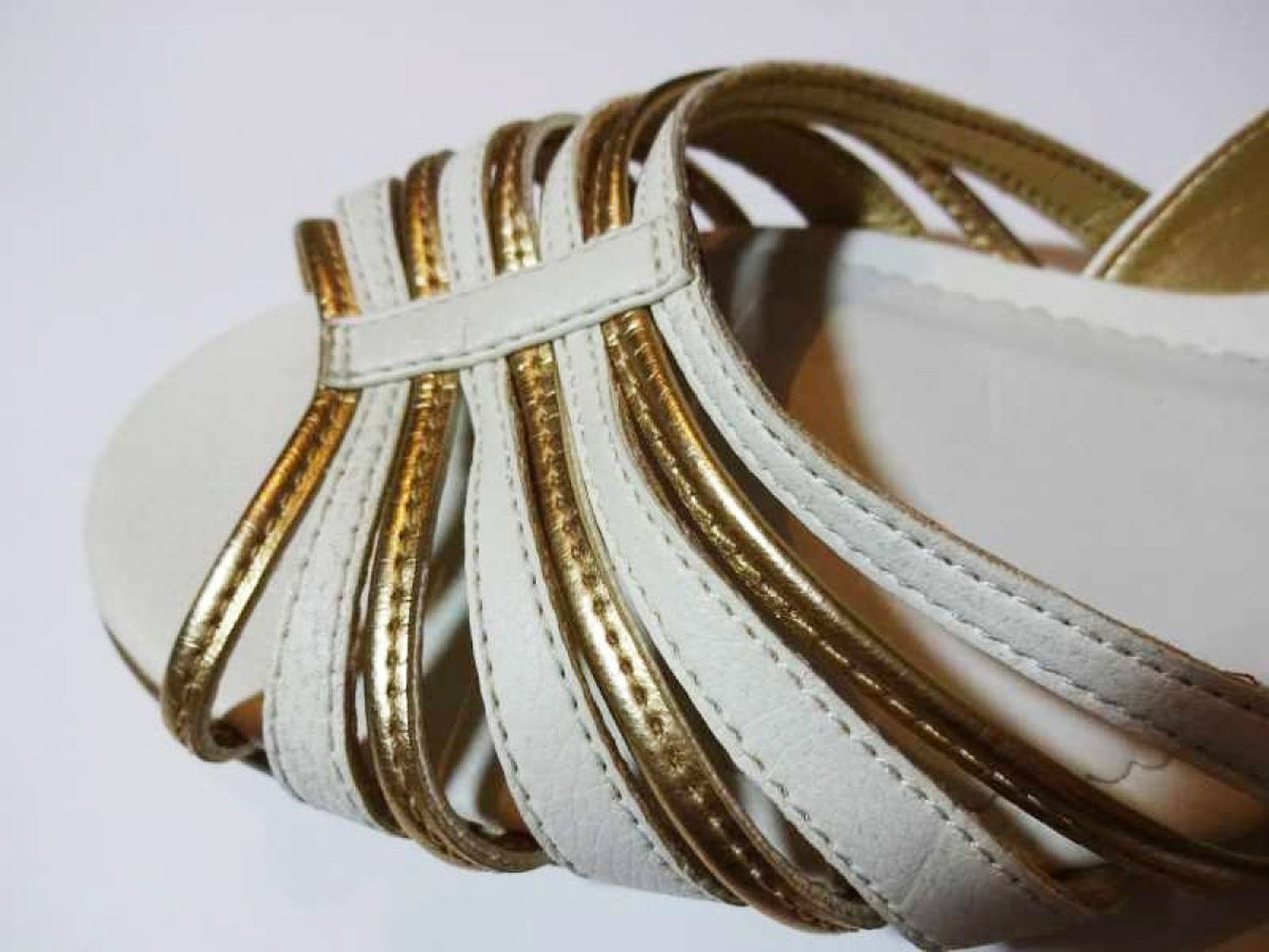 Offene Ballerinas weiß gold Sommer Frühling Gr. 38