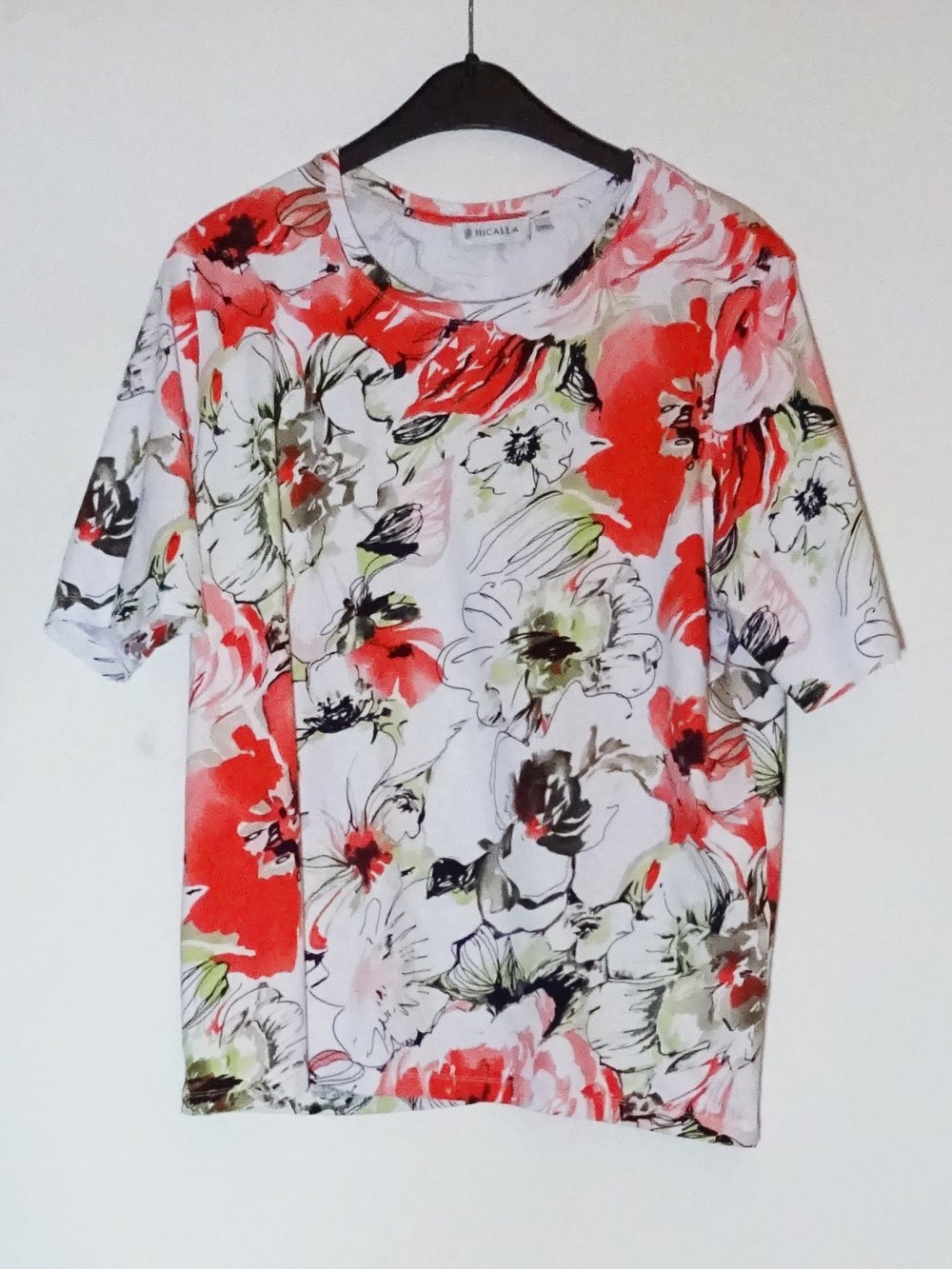 T-Shirt mit floralem Muster Blumen Bunt Gr. XL