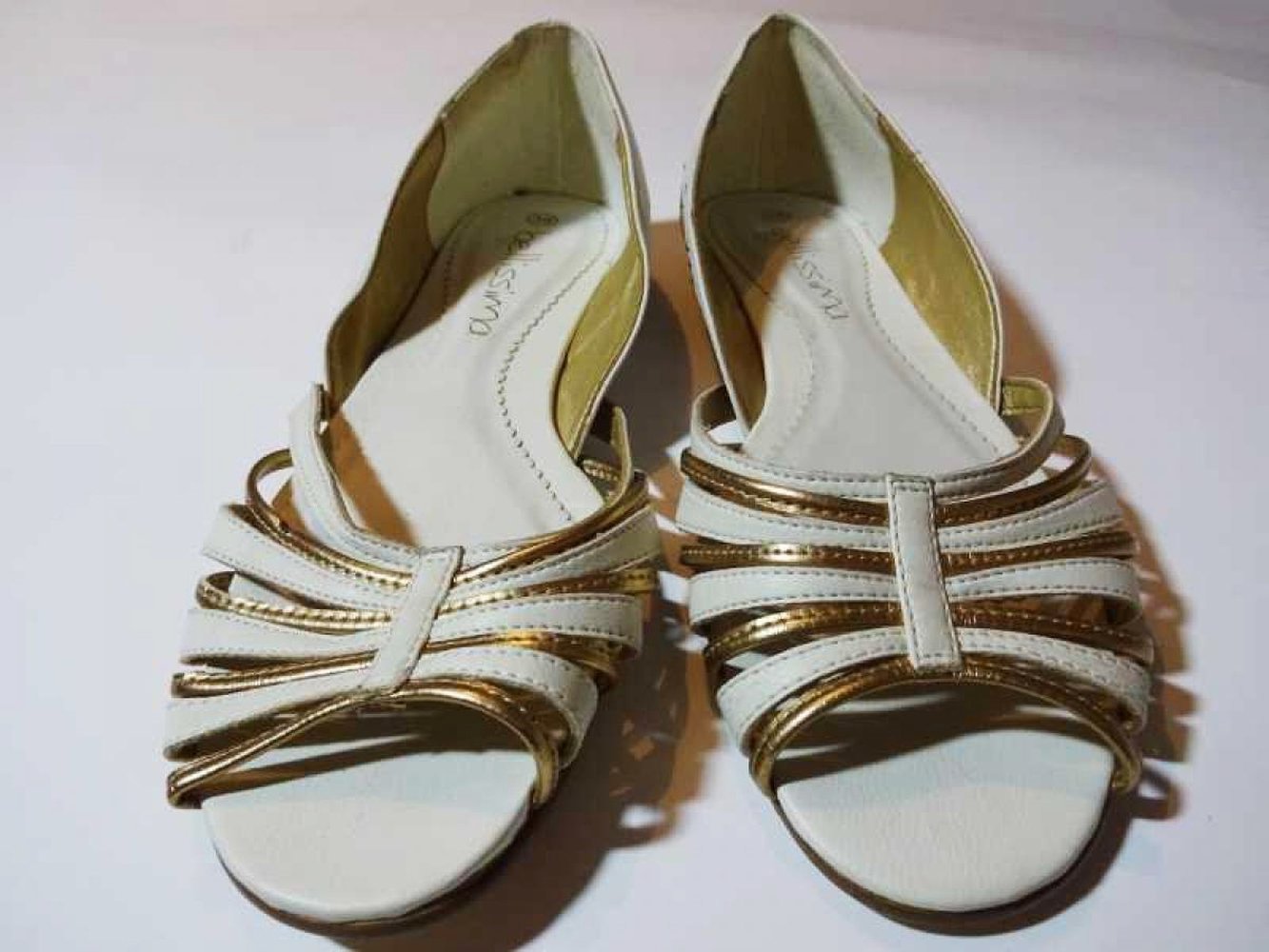 Offene Ballerinas weiß gold Sommer Frühling Gr. 38