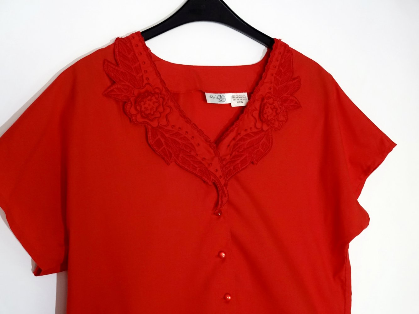 Rote Bluse True Vintage 80er Gr. M Gr. 40 Gr. 42 Gr. 40/42