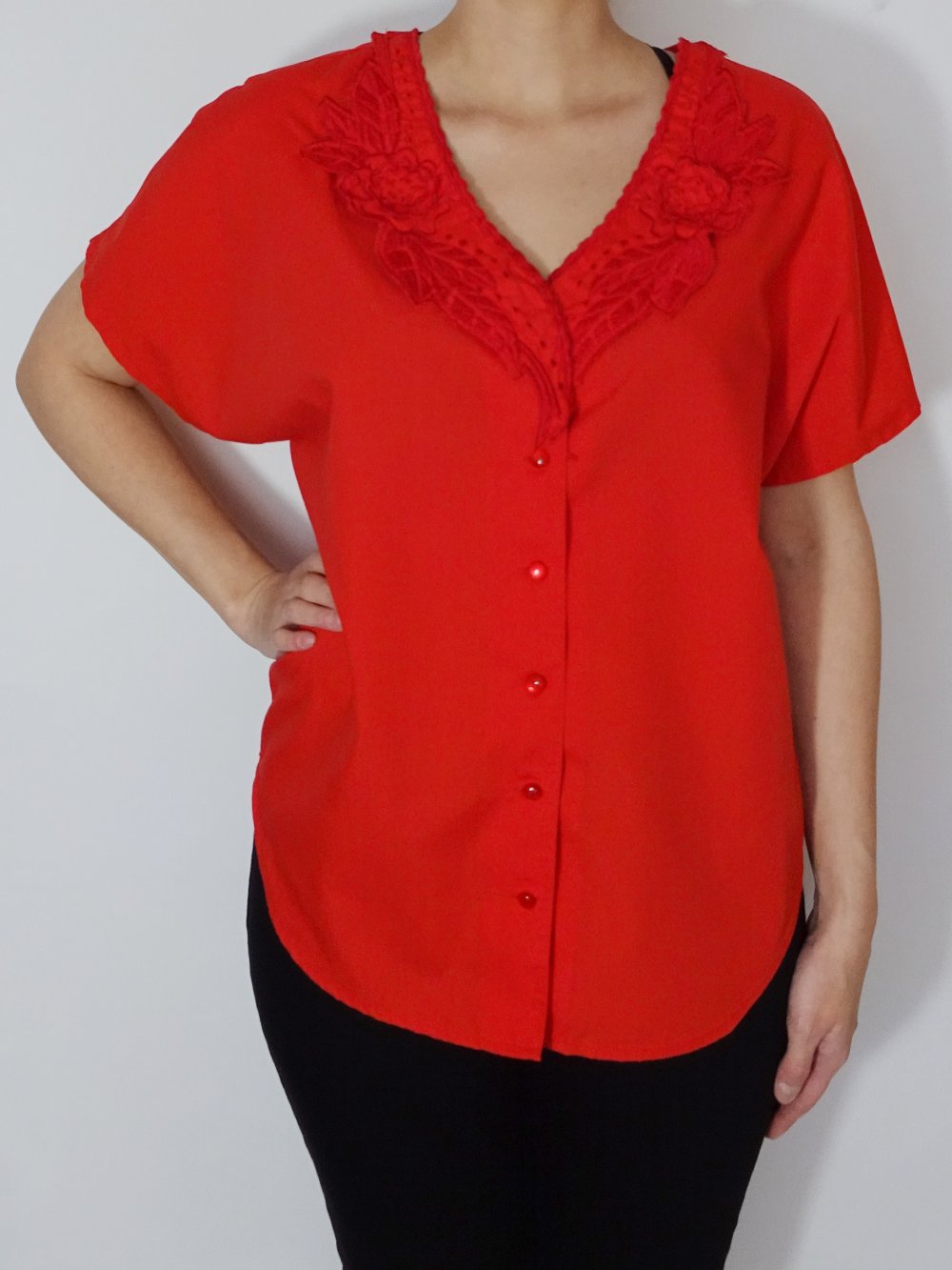 Rote Bluse True Vintage 80er Gr. M Gr. 40 Gr. 42 Gr. 40/42