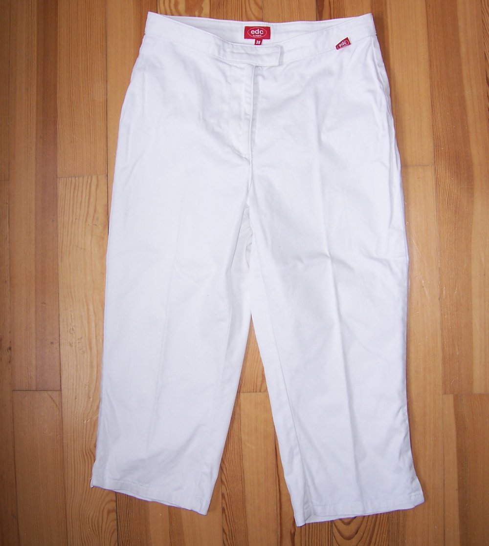 ESPRIT Caprihose weiß Gr. 38(S/M) Chino Stoff Sommer Hose Business/Freizeit 3/4 lang 