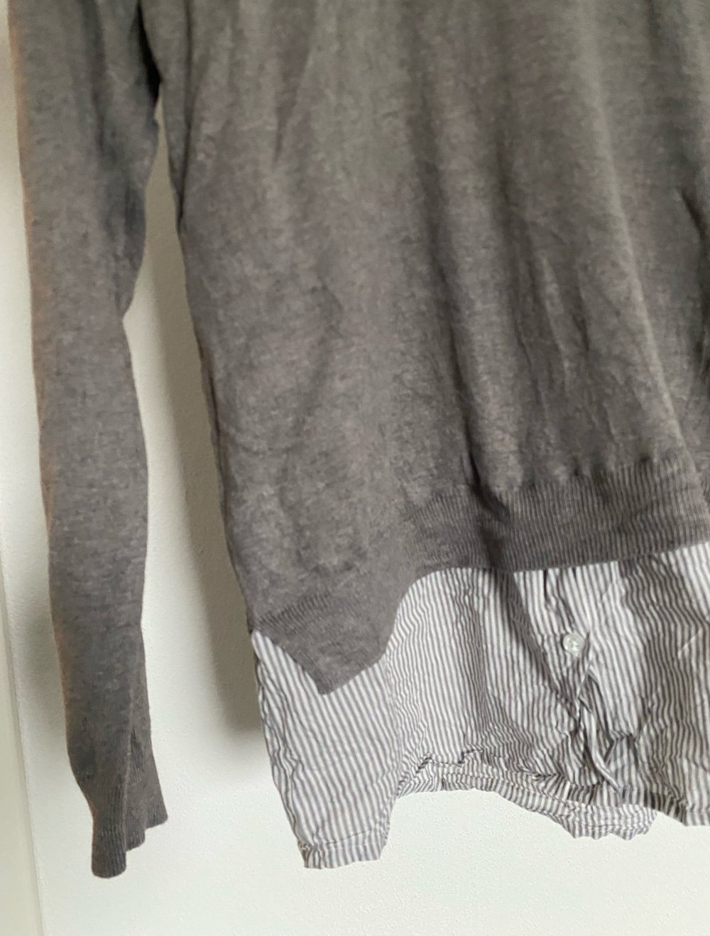 schicker langer Pullover mit bluseneinsatz gr M