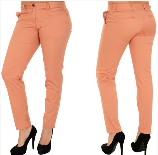 Neue Frank NY Ladies Chino Stoffhose Rosa coralle Gr. 34 / 36