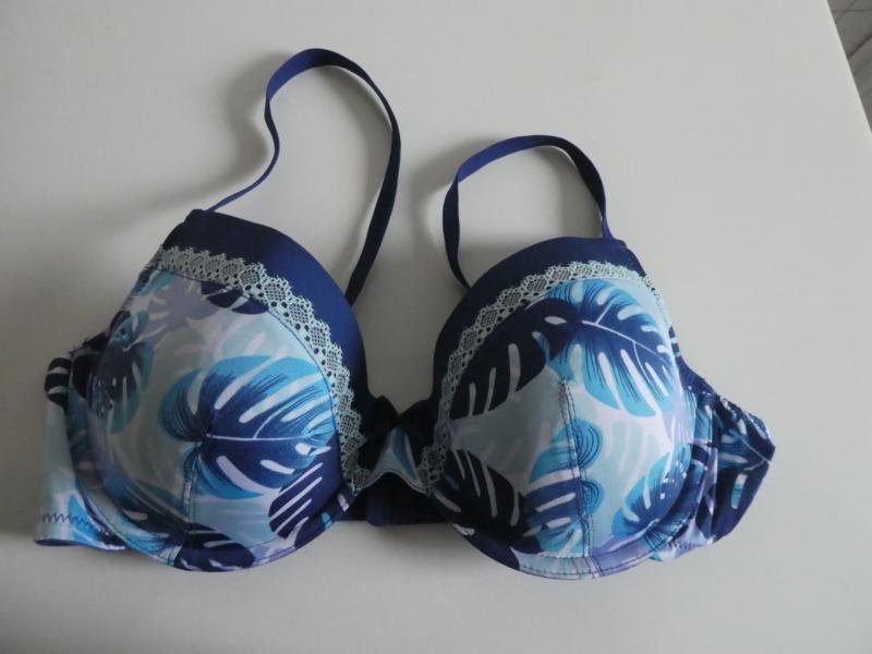 T-Shirt-BH, blau mit Muster - Gebraucht,  fast wie neu