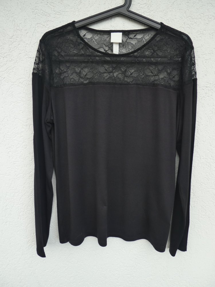 NEU – H&M – Damen Shirt, schwarz mit Spitze