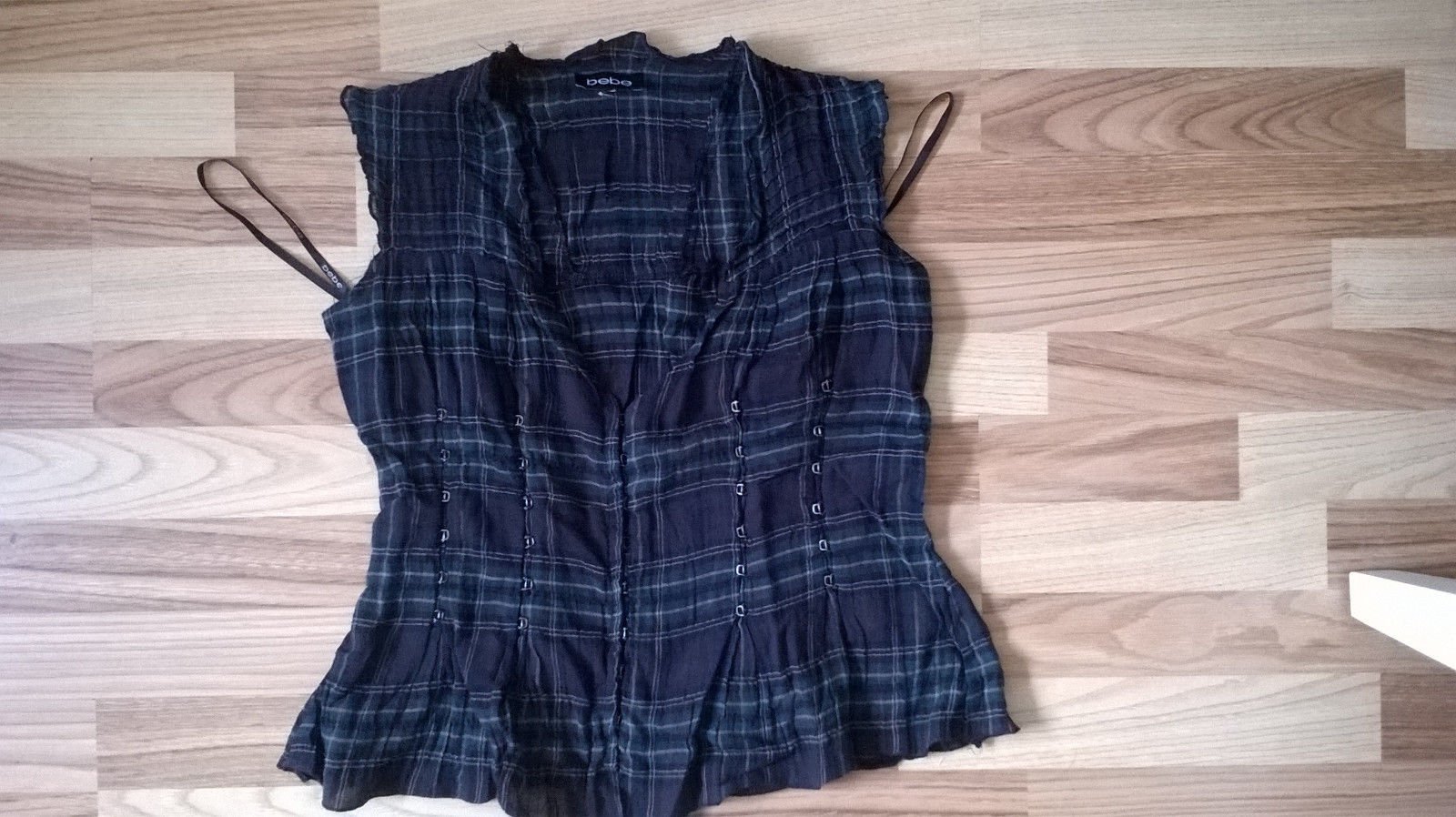 ASO Elena Gilbert Bebe Plaid Top RAR Green/Black Vampire Diaries