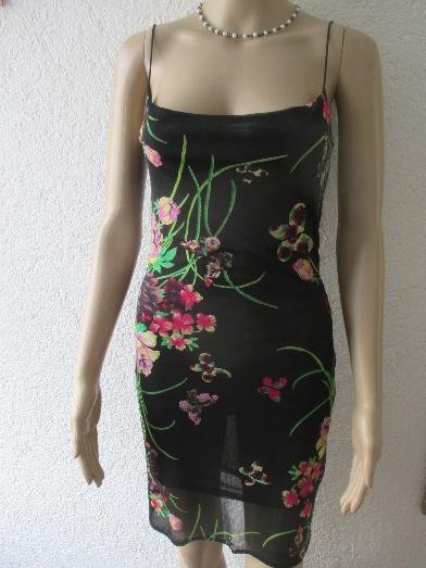 NEU * Edel * Blumen * Blüten * Flower- Power * Schmetterlinge * Butterflys * Seiden * Chiffon * Tüll * Bodycon * Strech * Spaghetti- Träger Mini- Kleid 