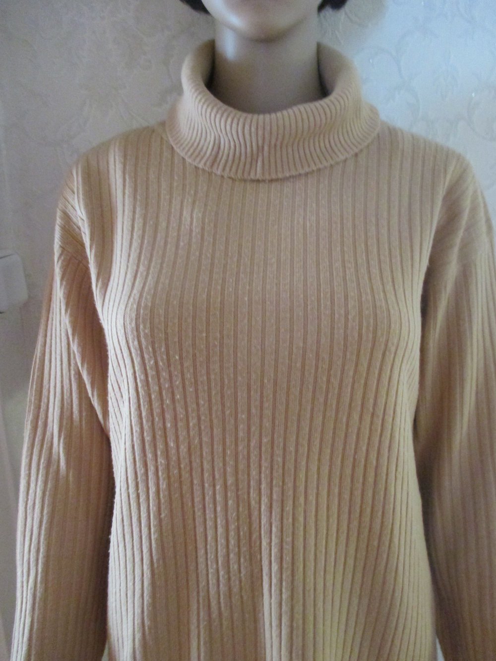 DESIGNER * Damen oder Herren * Unisex * Rollkragen * Feinstrick * Feinripp * Pullover * Rollkragenpullover * Gr. 44- 46- 48/ L- XL * Oversize * caramèl- beige *