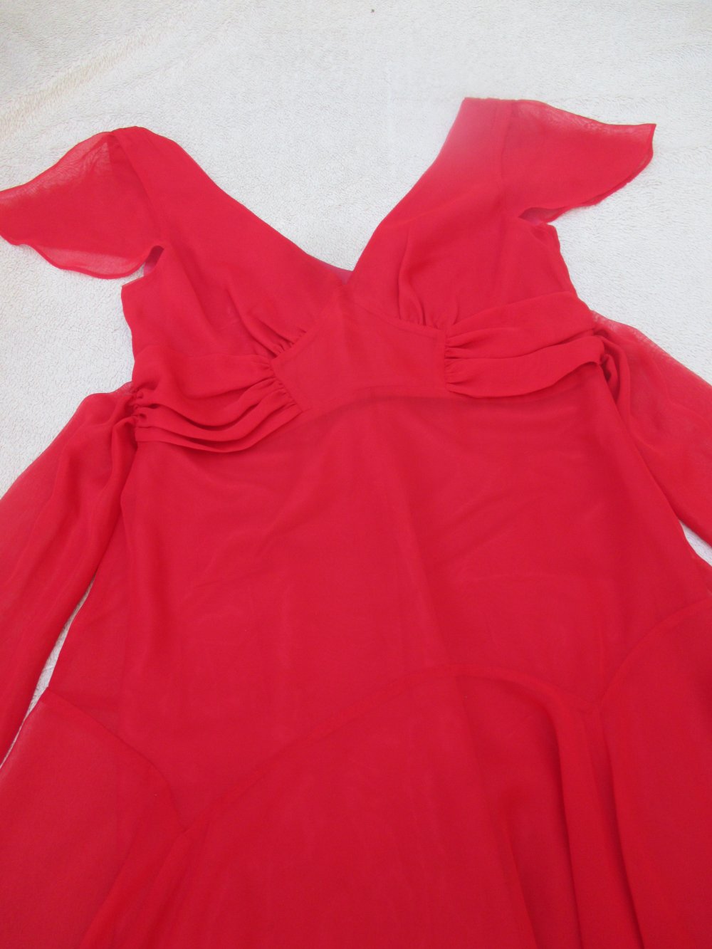 NEU * Cocktail * Abend * Ausgeh * Anlass * Ball * Seiden- Chiffon * Rüschen- Volant * Midi- KLEID 