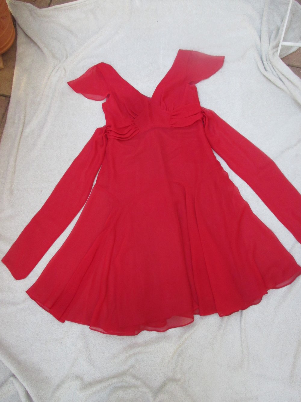 NEU * Cocktail * Abend * Ausgeh * Anlass * Ball * Seiden- Chiffon * Rüschen- Volant * Midi- KLEID 