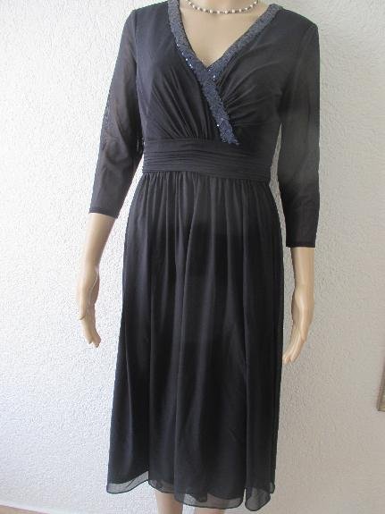 NEU mit ETIKETT Romantik Cocktail Ausgeh Anlass Ball Seiden- Chiffon Glitzer Pailletten Kleid 