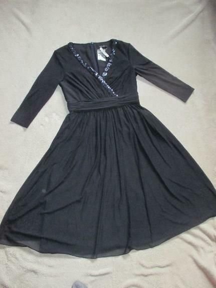 NEU mit ETIKETT Romantik Cocktail Ausgeh Anlass Ball Seiden- Chiffon Glitzer Pailletten Kleid 