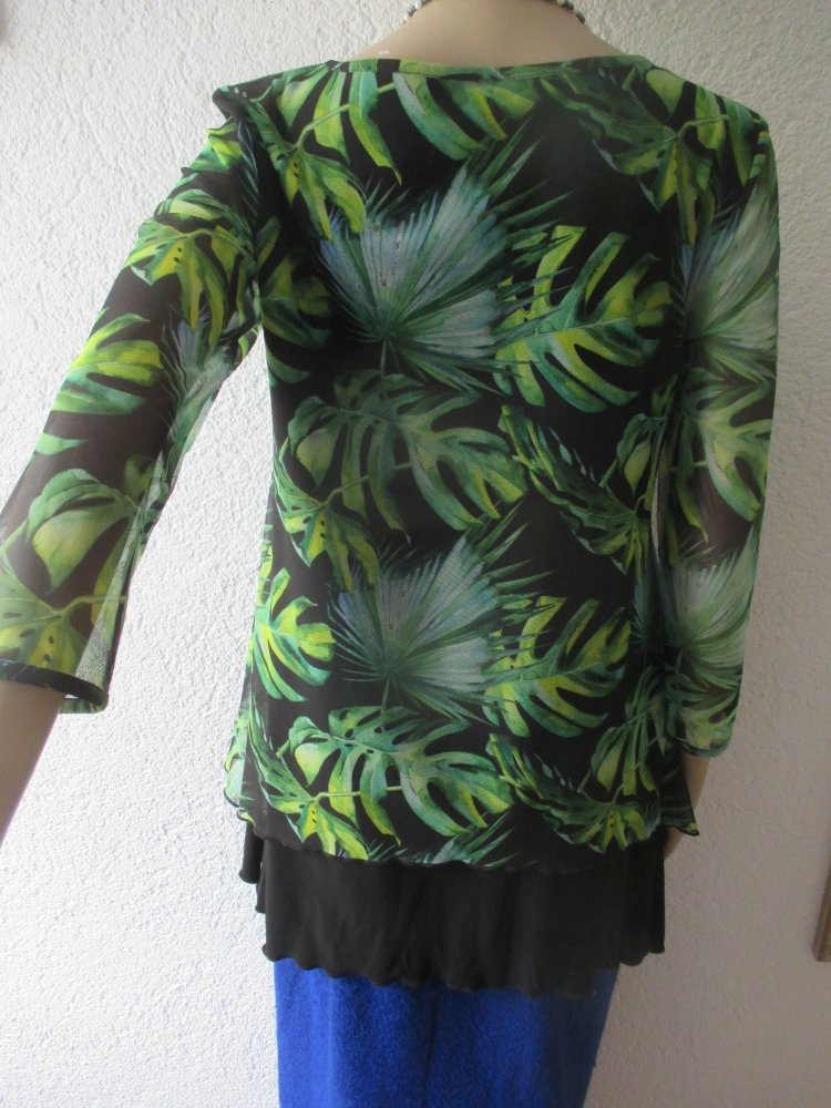  NEU mit Etikett * Palm * Blätter * Mesch- Chiffon * Doppellagig * Dreiviertel Arm * A-Linie * T- Shirt * Tunika 