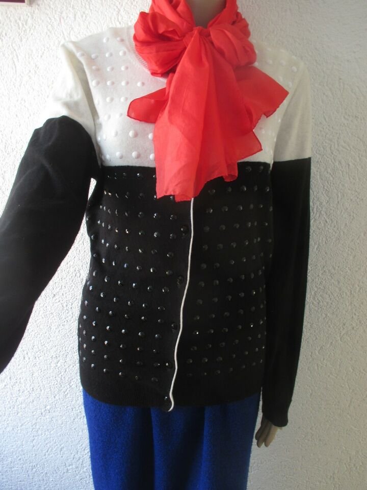 NEU * Edel * Glitzer- Steine * Punkte * Kaschmir * Wolle * Fein- Strick- Jacke * Strickjacke * Cardigan 