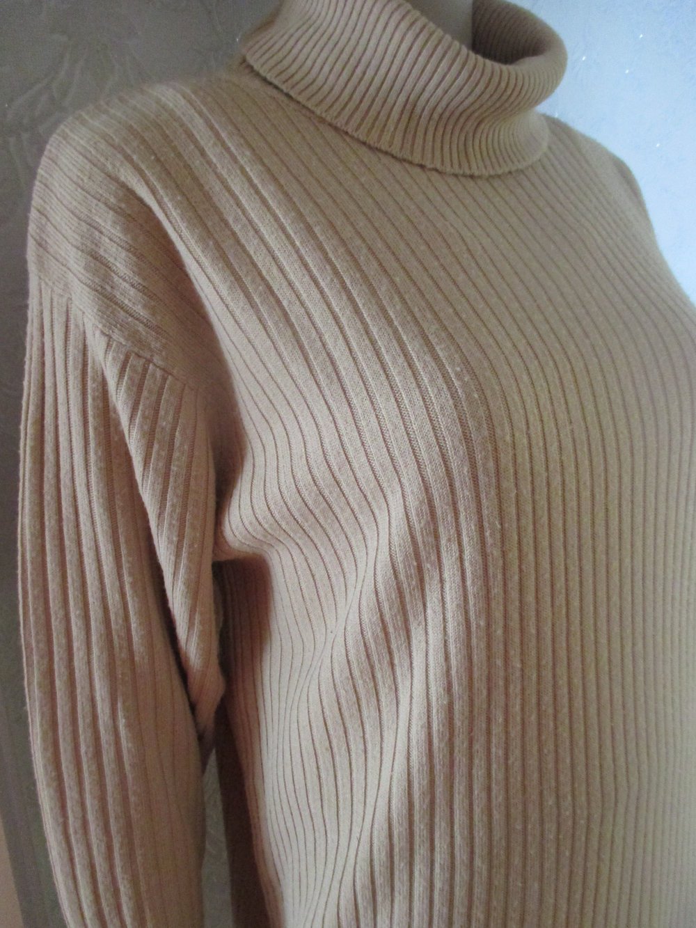 DESIGNER * Damen oder Herren * Unisex * Rollkragen * Feinstrick * Feinripp * Pullover * Rollkragenpullover * Gr. 44- 46- 48/ L- XL * Oversize * caramèl- beige *