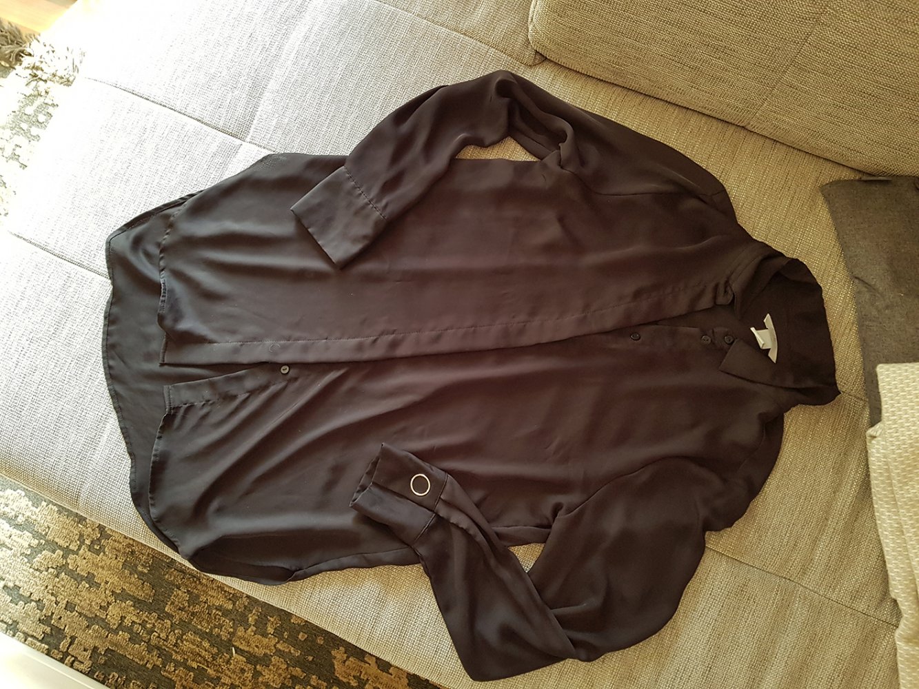 H&M, Bluse, Hemdbluse, Black, Schwarz, Gr. 40