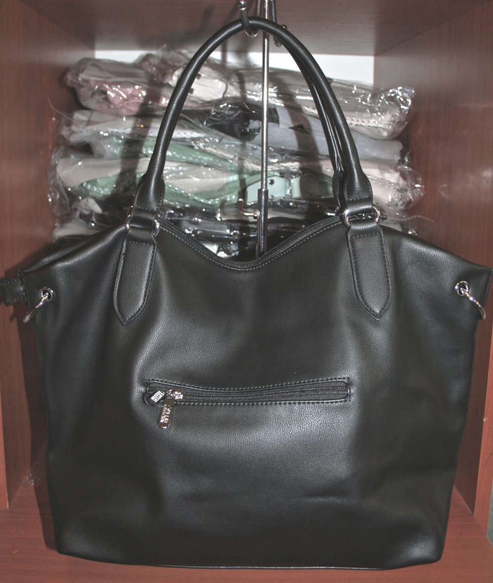 NEU- COVERI Collection* XL Damen Tasche *Shopper* Beuteltasche* Beutel* Patches* Sticker* SCHWARZ* Aufnäher