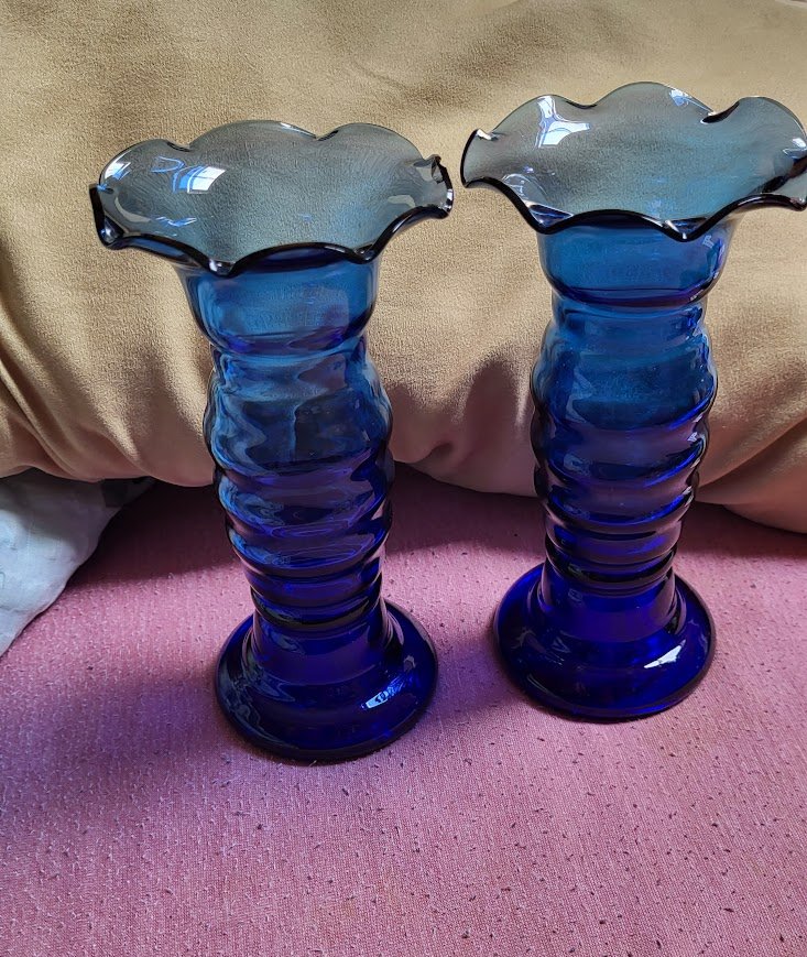 2 glasvasen blau 