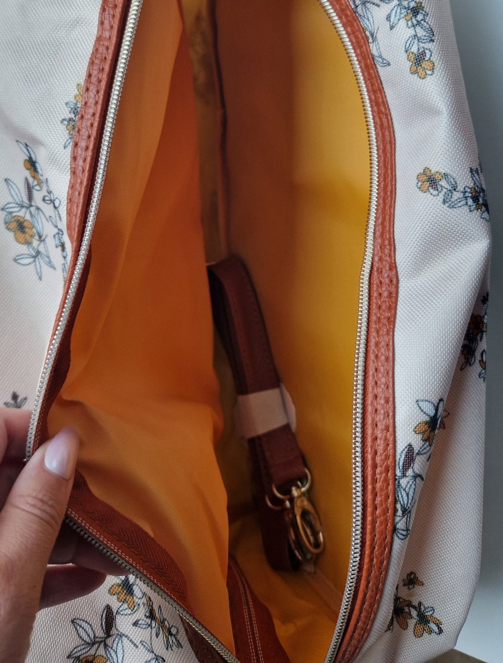 neue Reisetasche Weekender Blümchen Lederdetails