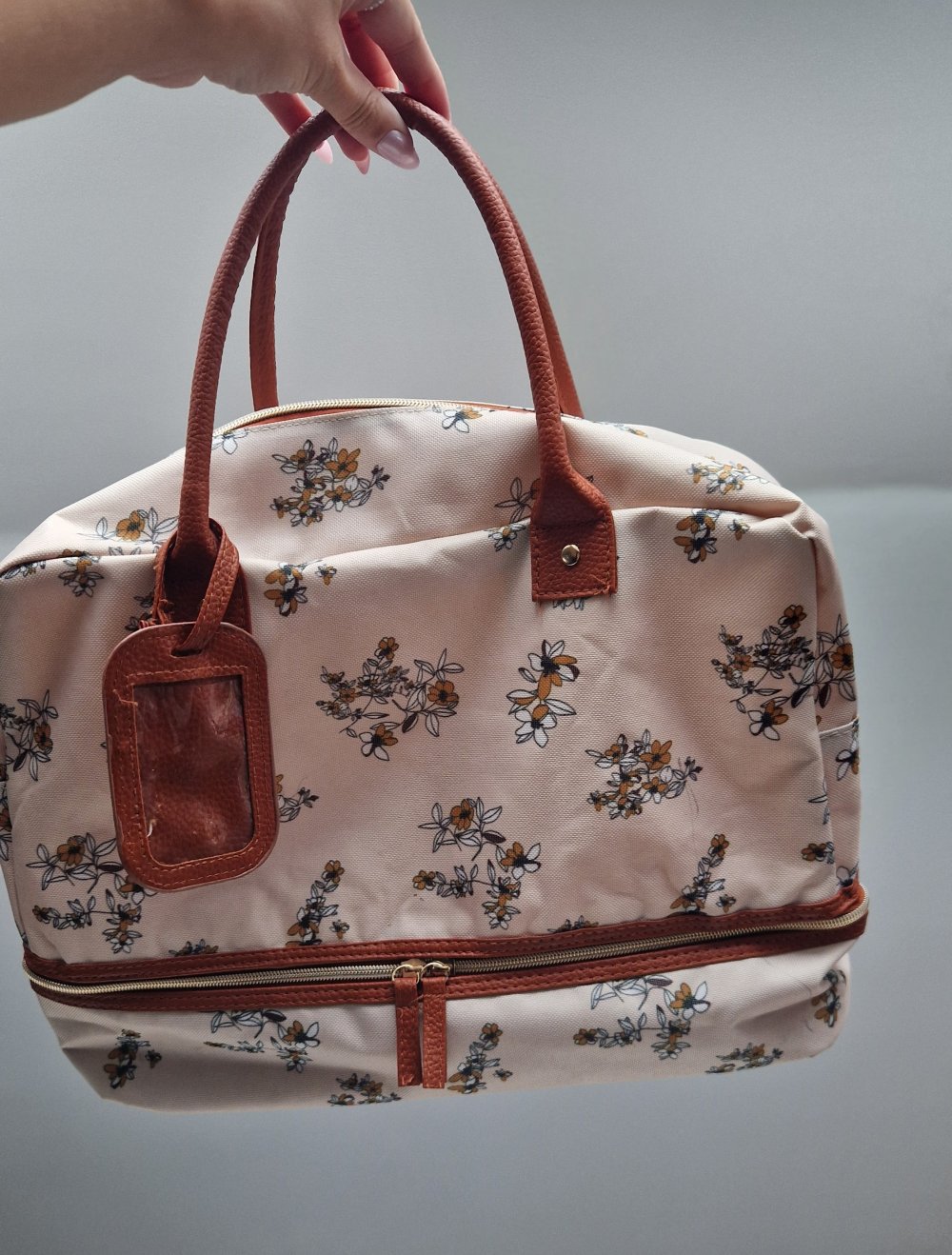 neue Reisetasche Weekender Blümchen Lederdetails