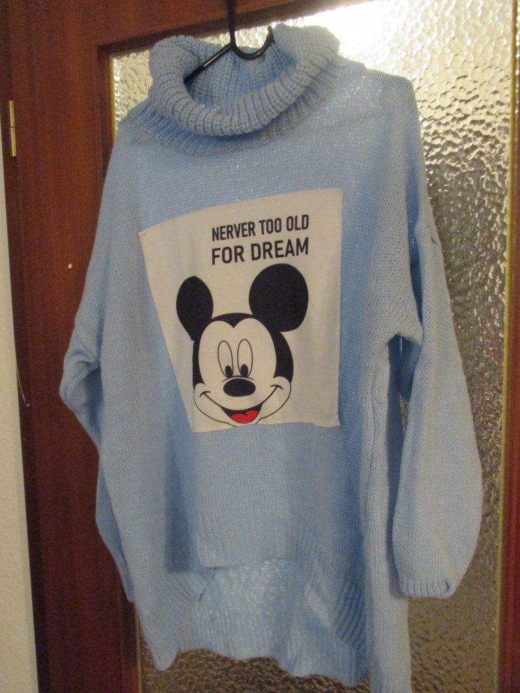 rollkragen pullover gr. xxl mit mickey hellblau zu verkaufen 
