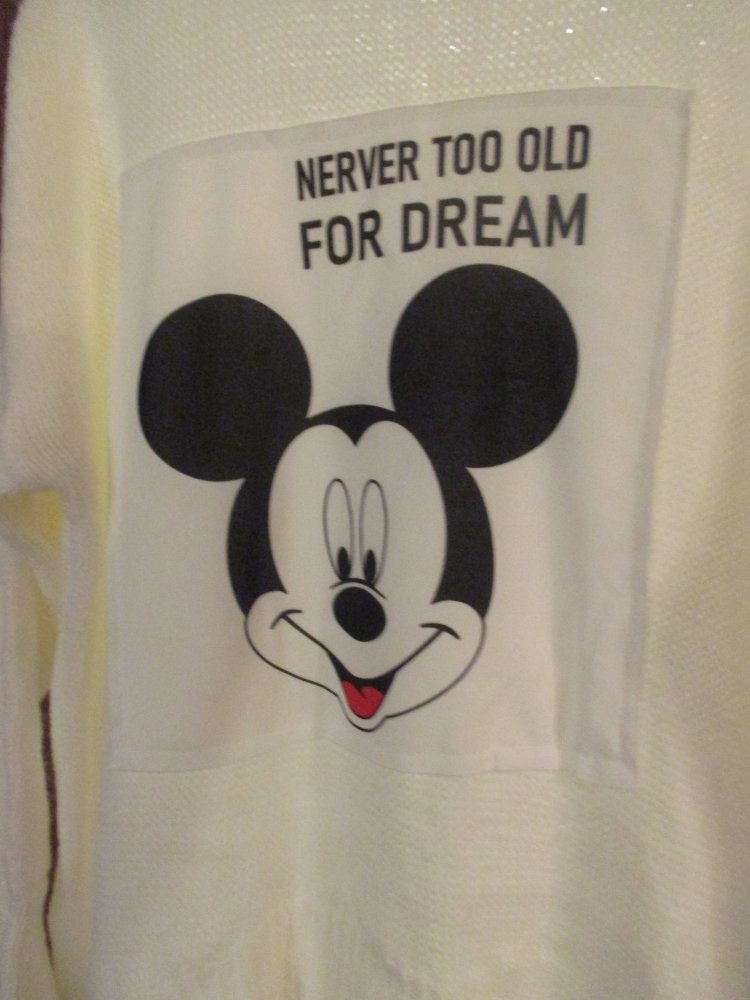 rollkragen pullover gr. xxl weiß mit mickey 