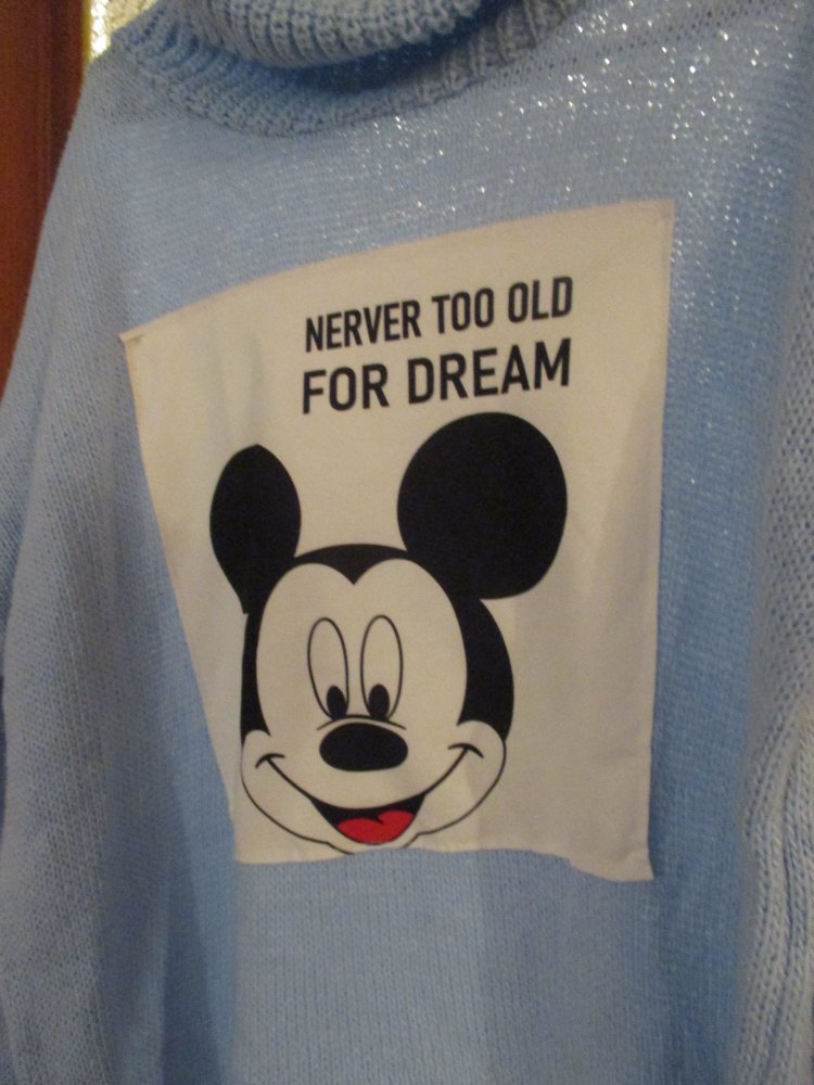 rollkragen pullover gr. xxl mit mickey hellblau zu verkaufen 