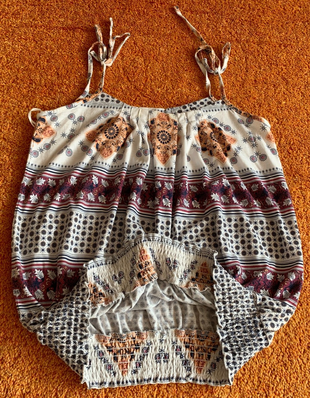 Damen Shirt Sommer Top mit Trägern Gr.38 Bunt (Creme/Rot/Schwarz) Blind Date 