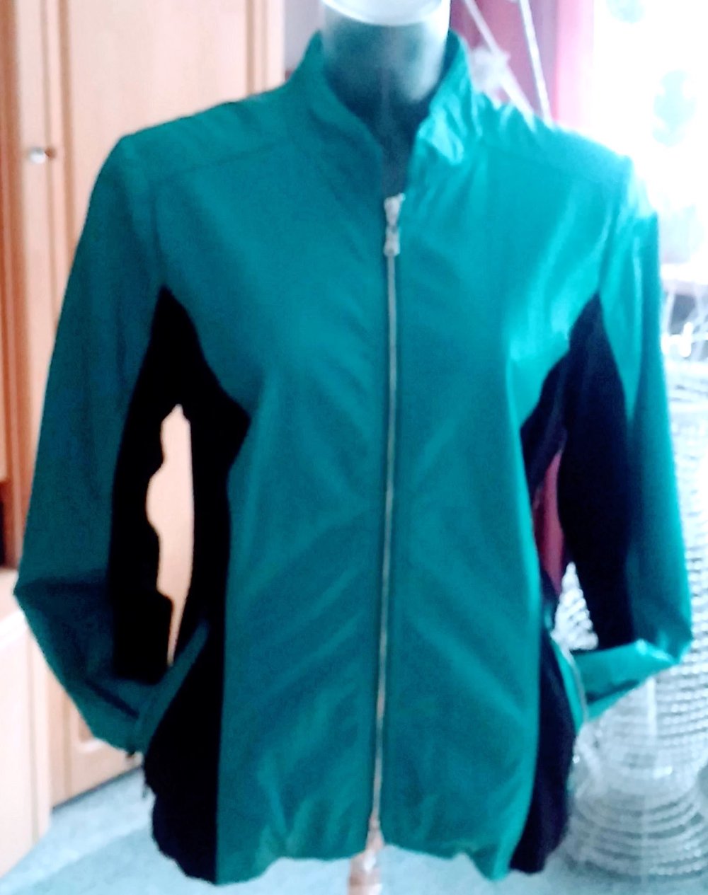 Damen Jacke Bikerjacke im Leder-Look Gr.40 Türkis/Schwarz edel & hochwertig NW 