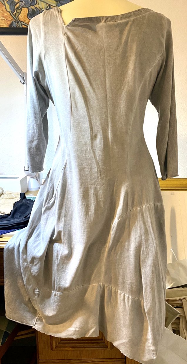 Damen Kleid Ballon Jersey Gr.S in Grau leicht verwaschener Optik 