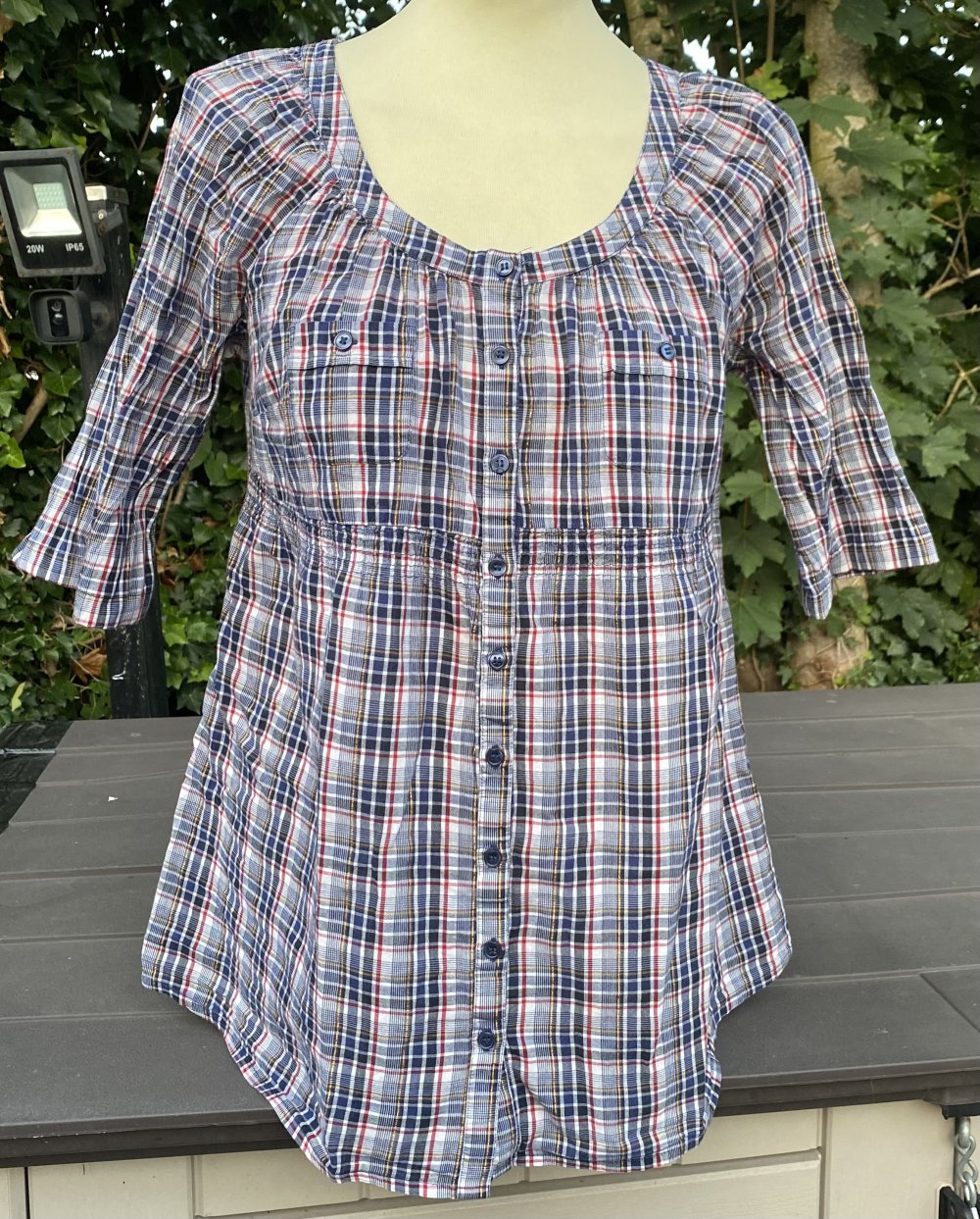 Damen Bluse Sommer Empire Crash Gr.M Bunt kariert von H&M Mama