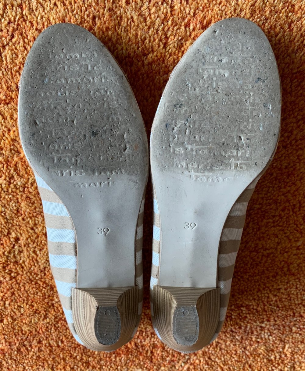 Damen Schuhe Sommer Pumps, Gr.39, Creme/Beige gestreift Tamaris NW