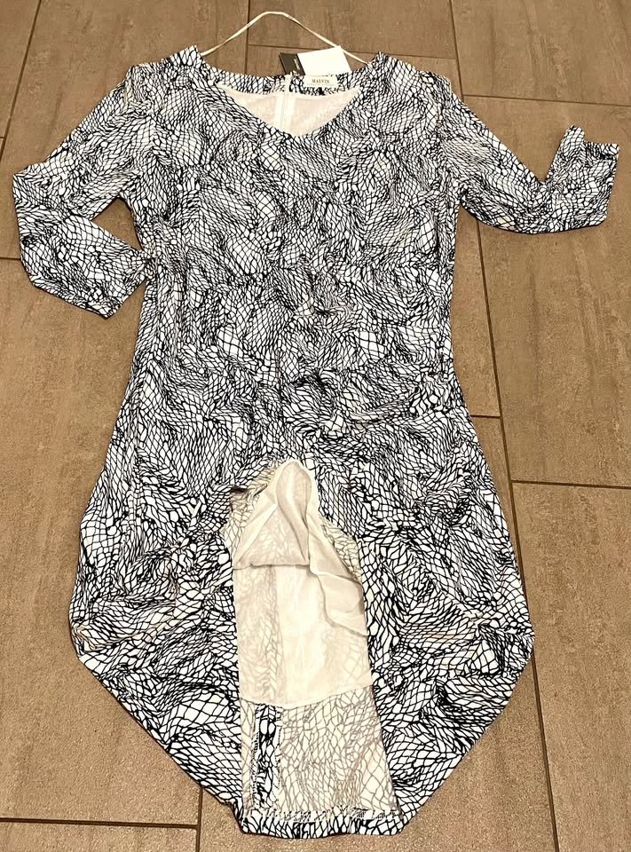 NEU Damen Kleid aus Jersey tailliert gemustert Gr.M Schwarz/Weiß  Malvin