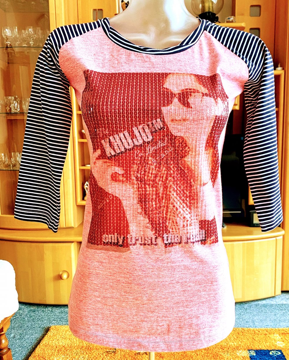 NEU Damen Shirt Jersey Print Pailletten Gr.S in Pink von Khujo