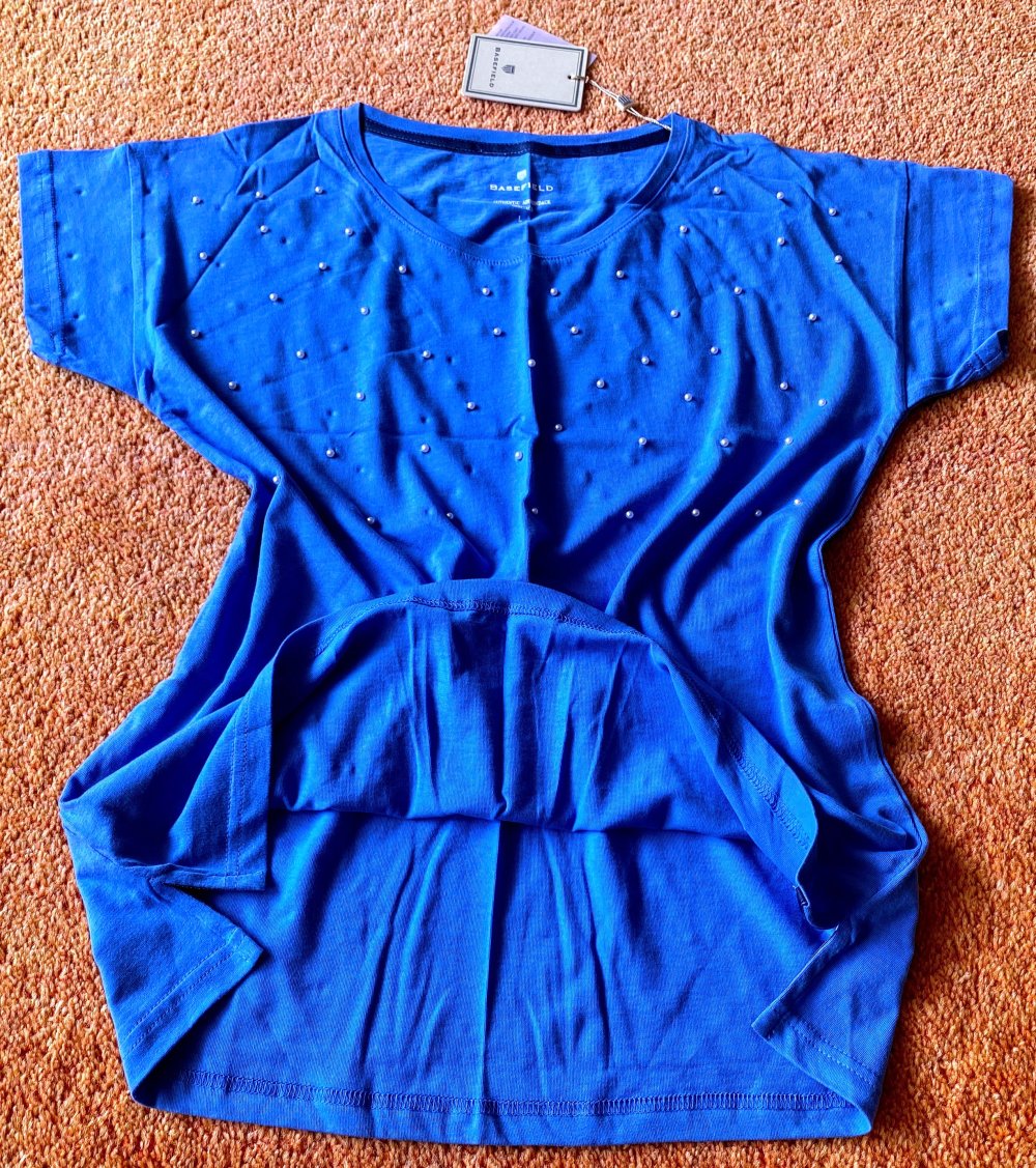 NEU Damen Shirt mit Perlenverzierung Gr.L in Hellblau von Basefield P.25,99€ 