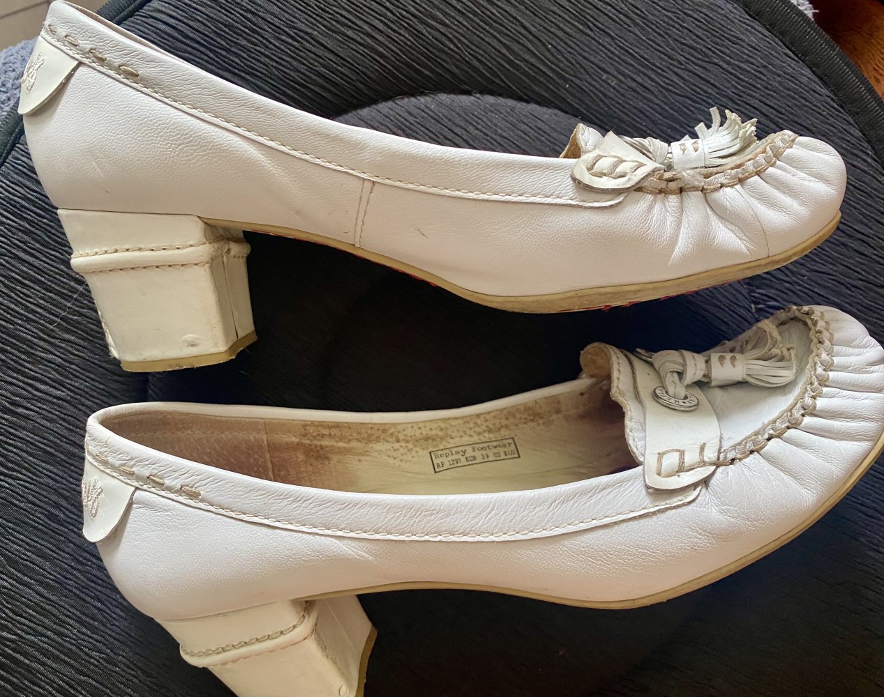 Damen Echtleder Schuhe Vintage Elegant in Creme Gr.39 von Replay 