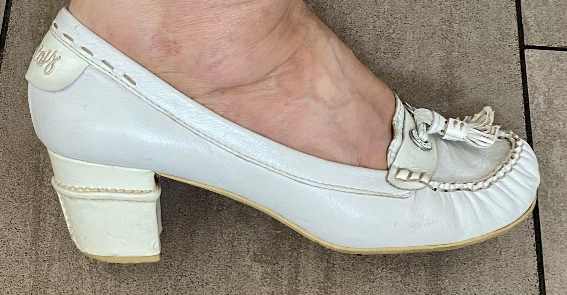 Damen Echtleder Schuhe Vintage Elegant in Creme Gr.39 von Replay 