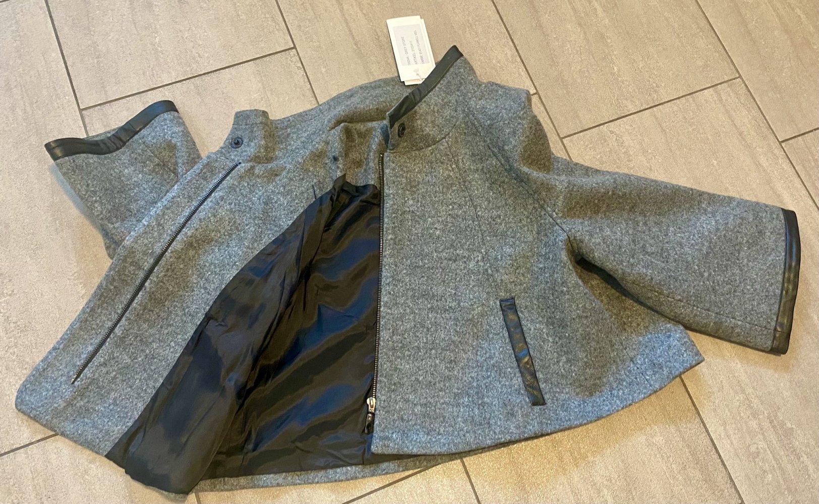 NEU Damen Mantel kurze Jacke Gr.38 Grau/Schwarz von Lisa Campione (Made in Italy)