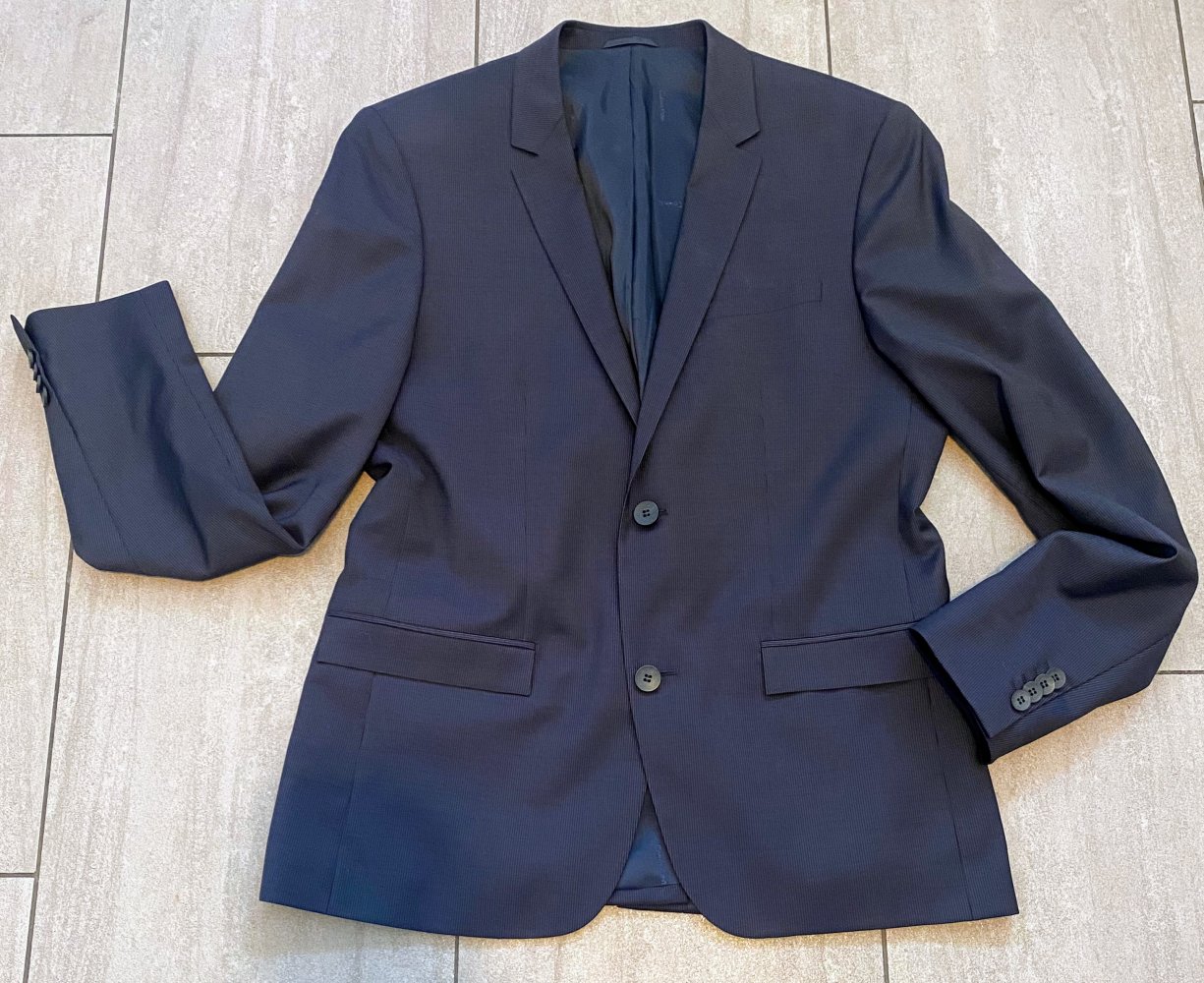 Calvin Klein Herren Sakko Gr.50 Schwarz Modern Fit Schurwolle Neuwertig 