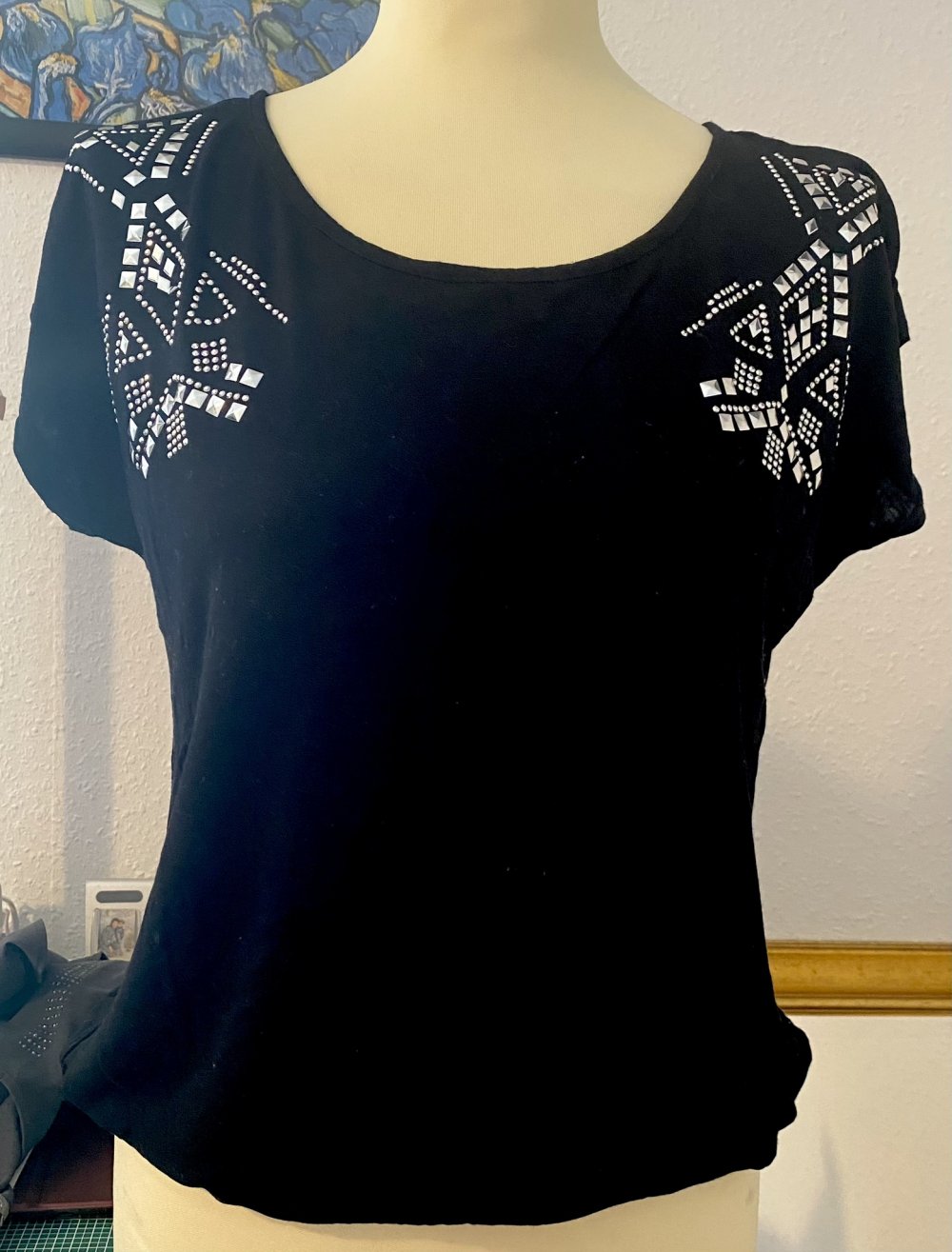 Damen Shirt Jersey Print Glitzer Gr.M in Schwarz von Boule