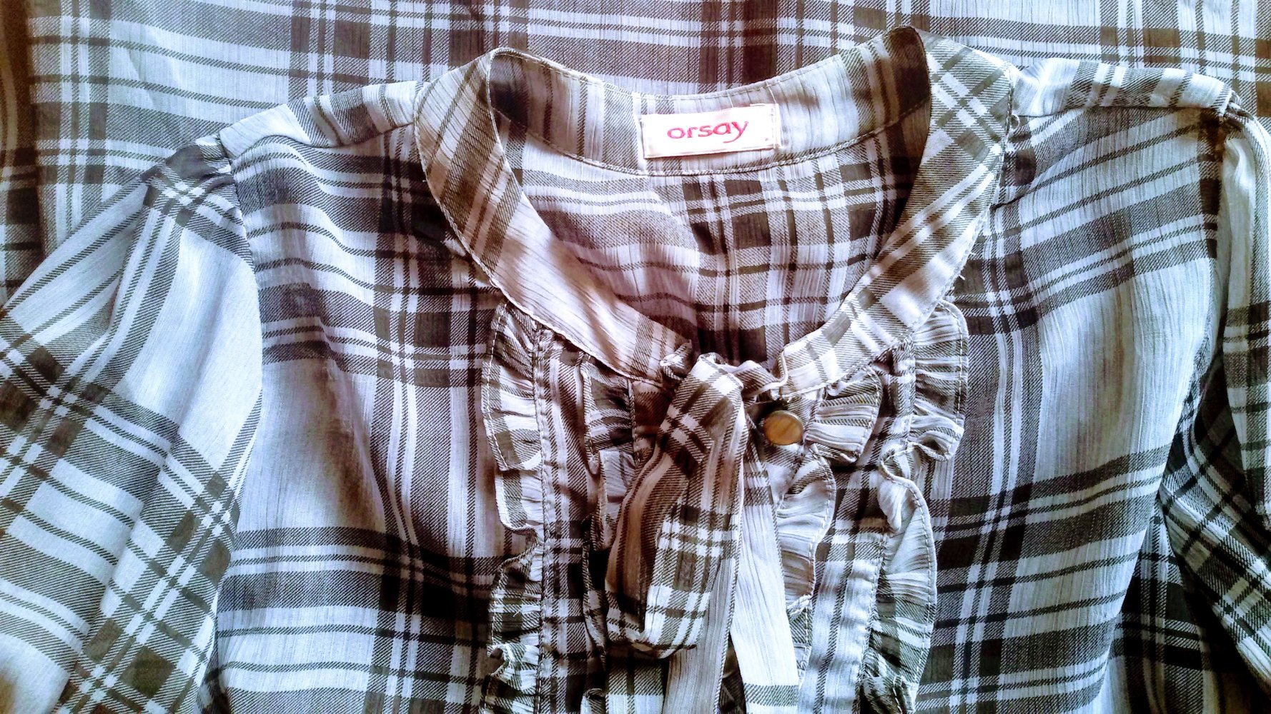 Damen Bluse kariert von Orsay, Gr.M Blau/Petrol Edel & verspielt