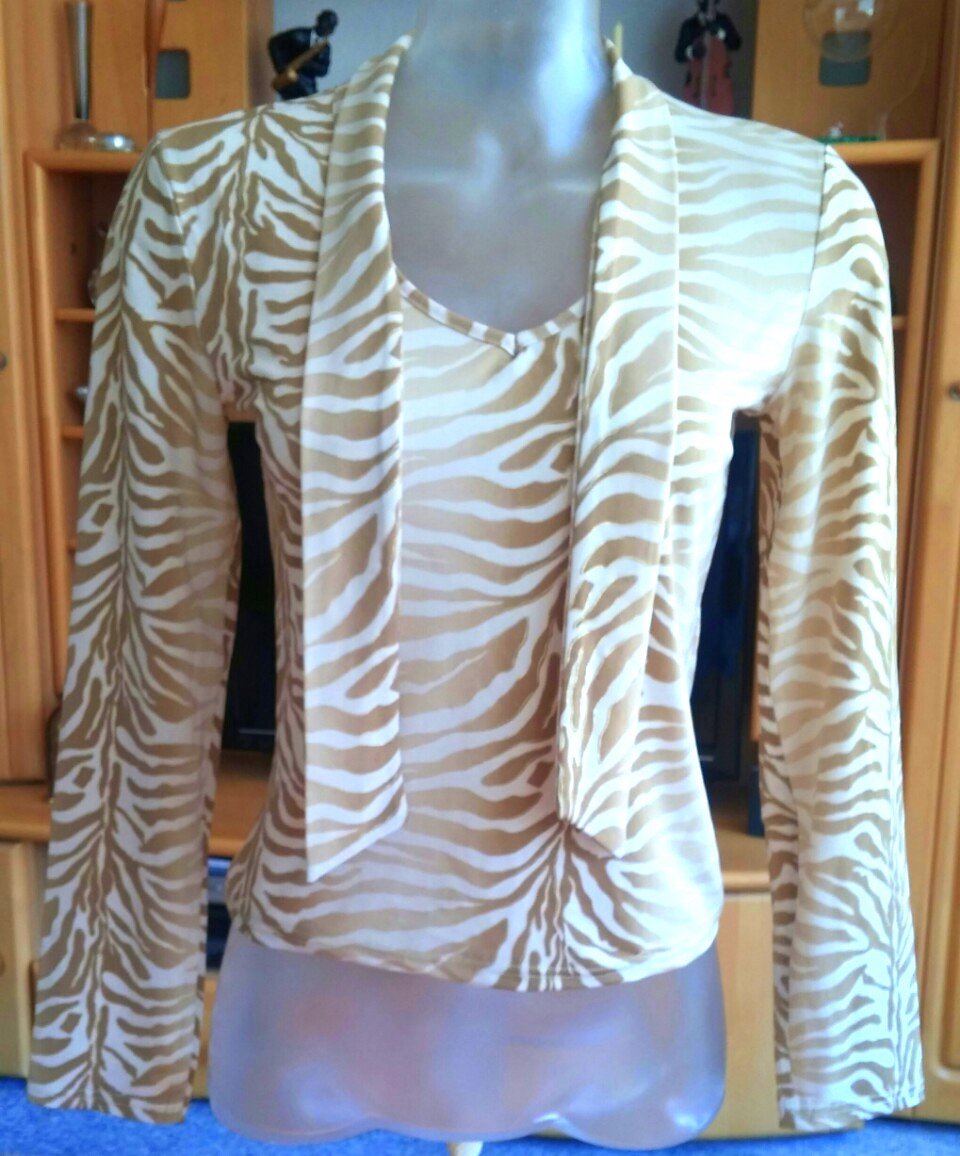 Damen Shirt Stretch Sommer Bluse Gr.XS Beige/Gold Xanaka NW