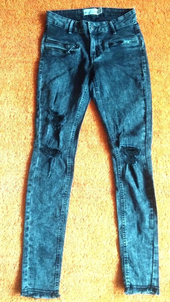 NEU Damen Hose Jeans Stretch Gr.34 GrauSchwarz verwaschen Janina Denim Wear 
