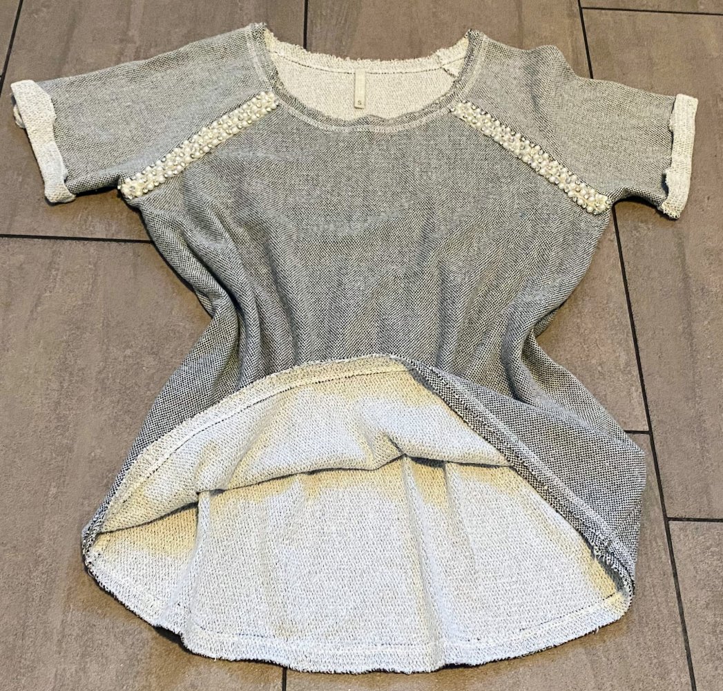 Damen Shirt Pullover mit Glitzer Design Gr.S Grau Lisa Tossa Collection NW