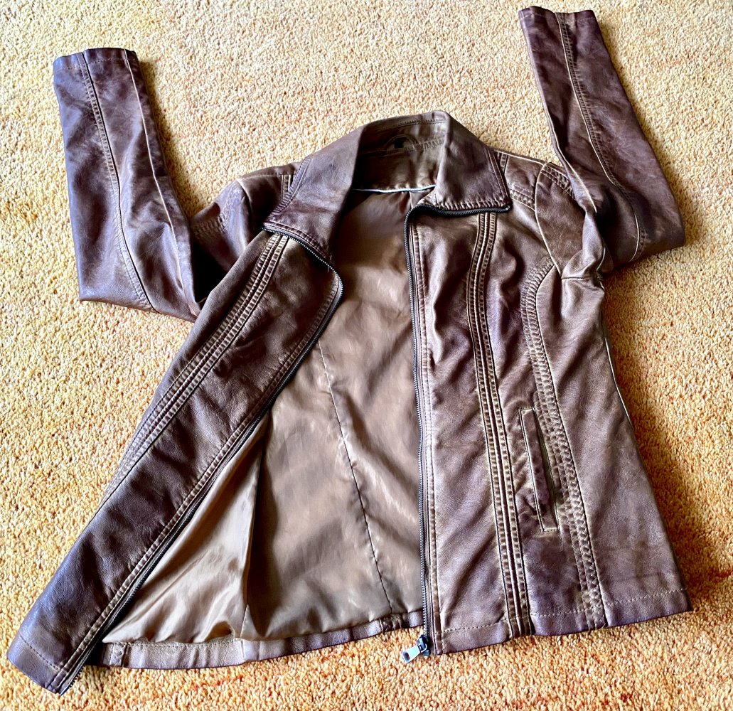 NEU Damen Jacke EDEL Leder-Look verwaschener Optik Gr.40 in Cognac braun P.179,90€ 